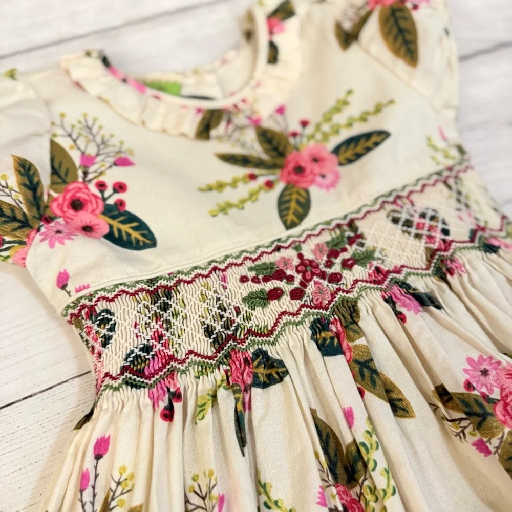 Floral Kids Dress in Pink and Green